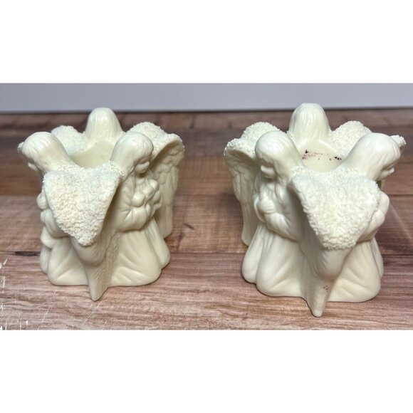 Angel Shaped Ceramic Candle Holders Cream Color Set Of 2 - Picture 2 of 4